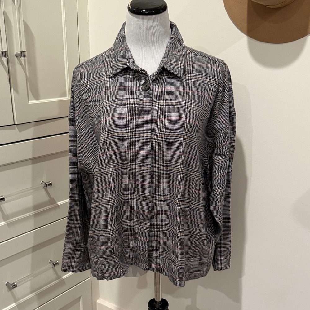 Madewell flannel houndstooth button down Plaid Shirt